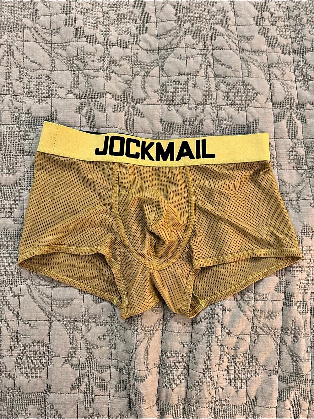 JOCKMAIL Men's Yellow Mesh Boxer Briefs